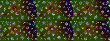 Çiçek yeşili ve kahverengi çizim deseni. Raster çiçek izi. Klasik taslak çizimi. Raster Yumuşak kumaş deseni.