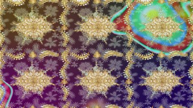 Doğu tarzı arabesk tarzında altın elementler. Çizim altın desenli bukleler. Raster Golden eskiz kalıbı. Tarafsız renkler üzerine çizim deseni.