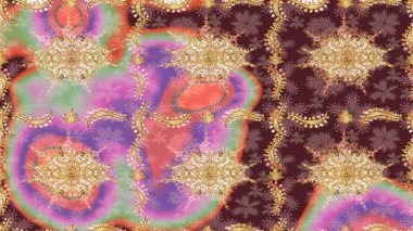 Klasik klasik klasik arka plan. Bej renkli ve altın elementli çizim deseni. Geleneksel oryantasyon süsü. Klasik Raster altın desenini çiz.