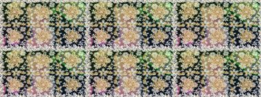 Gri renklerde, altın çiçekli altın desenler. Raster geometrik arka plan. Altın rengi, kusursuz çizim. Senin tasarımın için, duvar kağıdı..