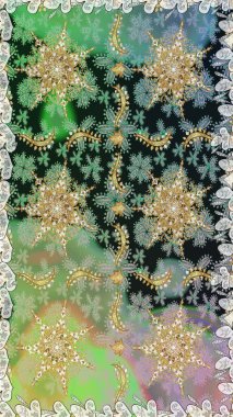 Soyut duvar kâğıdı, ambalaj dekorasyonu. Altın kar taneleri basit, pürüzsüz desen. Gri renkli Raster altın deseni. Kışın sembolü, Mutlu Noel tatili, Mutlu yıllar 2019.