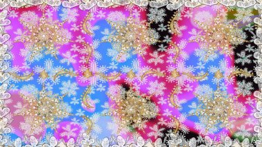 Tarafsız renklerde desen. Kına dövmeli süs çiçekleri, altın çıkartmalar, mehndi ve yoga tasarımı, kartlar ve parmak izleri. Raster altın mehndi kusursuz desen.