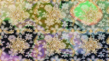 Raster Golden Mehndi kusursuz desen. Kına dövmeli süs çiçekleri, altın çıkartmalar, mehndi ve yoga tasarımı, kartlar ve parmak izleri. Tarafsız renklerde desen.