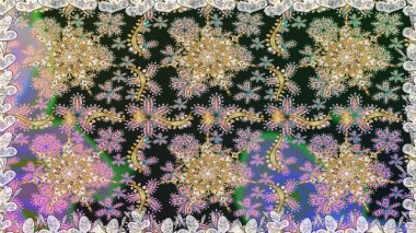 Doğu tarzı arabesk. Kusursuz altın desenli bukleler. Raster altın desen. Altın elementli gri renkler. Raster illüstrasyonu.