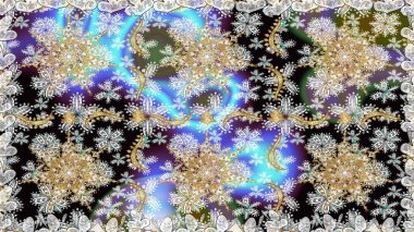 Kusursuz oryantal klasik altın desen. Gri renklerde altın tekrarlayan elementler içeren Raster soyut arkaplanı.