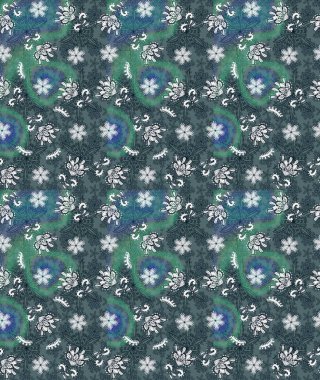 Renkli Bahar Teması eskiz kalıbı. Raster illüstrasyonundaki çiçek desenli çizim. Yeşil ve mavi renkte çiçekler. Düz Çiçek Elementleri Tasarımı.