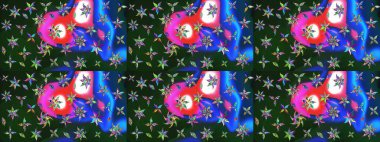 Raster illüstrasyonu. Mavi ve gri renklerde. 3D çiçekler, çizim.