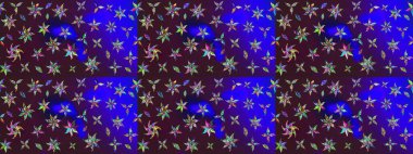 Kabile sanatı boho baskısı, klasik çiçek arkaplanı. Arkaplan dokusu, duvar kağıdı, kahverengi ve mavi renkli çiçek teması. Soyut etnik raster çizim kalıbı.