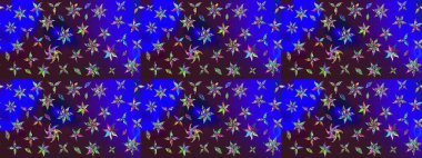 Mavi ve kahverengi renkte çiçekler. Raster illüstrasyonunda çiçek deseni çizimi.