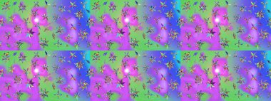 Çiçekli bahar çiçekleri. Motley illüstrasyonu. Küçük çiçekte güzel bir desen. Küçük renkli çiçekler. Moda baskıları için zarif bir şablon.