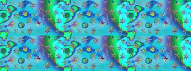 Çiçek kompozisyonu. Küçük çiçekte güzel bir desen var. Doğa. Çiçek kolajı. Çiçek arkaplan. - Mavi ve yeşil çiçekler. Raster deseni.