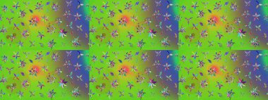 Soyut etnik raster çizim kalıbı. Kabile sanatı boho baskısı, klasik çiçek arkaplanı. Arkaplan dokusu, duvar kağıdı, yeşil ve mor renkli çiçek teması.