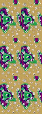 Düz Çiçek Elementleri Tasarımı. Güzel kumaş deseni. Renkli Yaz Temalı eskiz kalıbı. Raster illüstrasyonunda çiçek deseni çizimi.