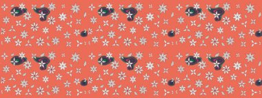 Düz Çiçek Elementleri Tasarımı. Süslü kumaş deseni. Renkli Bahar Teması eskiz kalıbı. Raster illüstrasyonunda çiçek deseni çizimi.