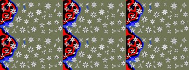 Çiçek. Yeşil ve siyah renklerde. Taslak dekoratif arka plan, çiçek mandala. Raster illüstrasyonu.