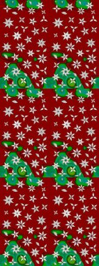 Kırmızı ve yeşil renkte çiçekler. Renkli bahar temalı eskiz kalıbı. Düz Çiçek Elementleri Tasarım Raster illüstrasyonu. Çiçekli çiçek deseni, suluboya..