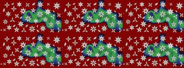 Raster illüstrasyonu. Egzotik çiçekler, kırmızı ve yeşil renkler üzerine botanik ve parlak klasik doğa. Klasik tropikal doğal elementlerin suluboya seti.