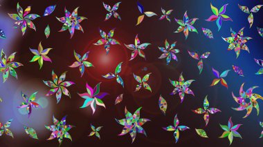 Sevimli küçük çiçek desenle. Raster resim. Çiçek desenli çiçek ve yaprakları ile.