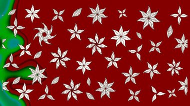 Süslü kumaş deseni. Düz Çiçek Elementleri Tasarımı. Raster illüstrasyonundaki çiçek desenli çizim. Renkli Bahar Teması çizim şablonu.