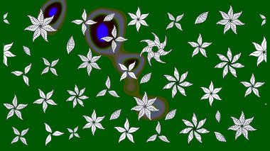 Raster çiçek desenli çiçek deseni, yapraklar, dekoratif elementler, sıçrama, lekeler, el çizimi kontur çizgileri ve Doodle çizim stili, grafik raster çizim çizimi.