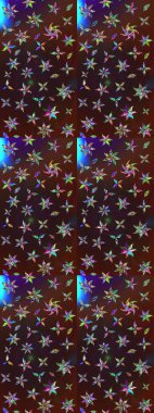 Raster deseni. Patlayan çiçekler soyut olarak yerleştirilmiş. Yumuşak, bahar çiçekleri kahverengi ve mor renklerde. Raster illüstrasyonu.