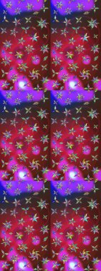 Kırmızı ve mor renkte çiçekler. Raster illüstrasyonu. Tropikal çizim çiçek deseni.