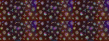 Raster illüstrasyonundaki çiçek desenli çizim. Kahverengi ve mor renkte çiçekler.