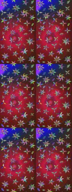 Kırmızı ve kahverengi renkte çiçekler. Renkli bahar temalı eskiz kalıbı. Düz Çiçek Elementleri Tasarım Raster illüstrasyonu. Çiçekli çiçek deseni, suluboya..