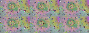 Tarafsız ve yeşil renklerde etnik çiçeklerle süslenmiş zarif bir eskiz şekli. Asya Tekstil 'inde Raster Çiçek İllüstrasyonu.