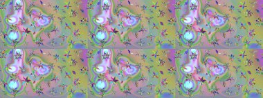 Tarafsız ve yeşil renklerde çiçekler. Çiçekli eskiz deseni. El çizimi. Suluboya çizimi.