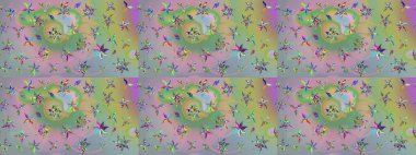 Kumaş, tekstil, duvar kağıdı baskısı için. Raster. Raster illüstrasyonu. Tomurcukları çiçek olan sevimli bir çiçek deseni. Eski usul. Taslak arkaplan.