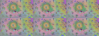 Renkli Bahar Teması eskiz kalıbı. Raster illüstrasyonundaki çiçek desenli çizim. Düz Çiçek Elementleri Tasarımı. Güzel kumaş deseni.