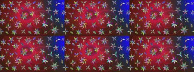 Renkli Bahar Teması eskiz kalıbı. Düz Çiçek Elementleri Tasarımı. Kırmızı ve kahverengi renkte çiçekler. Raster illüstrasyonunda çiçek deseni çizimi.