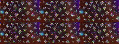 Raster illüstrasyonu. Kahverengi ve mor renkli güzel bir tekstil. Suluboya çiçekli çiçek deseni.