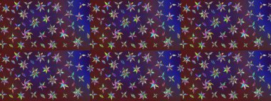 Çiçeksel elementlerle süslenmiş zarif raster dokusu. Küçük çiçekte hoş bir çiçek deseni var. Mor ve parlak çiçekli mor renkler üzerine soyut çizim deseni.