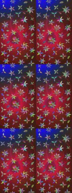 Renkli Bahar Teması eskiz kalıbı. Düz Çiçek Elementleri Tasarımı. Kırmızı ve kahverengi renkte çiçekler. Raster illüstrasyonunda çiçek deseni çizimi.