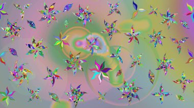 Tarafsız ve yeşil renklerde çiçekler. Yumuşak, yaz çiçekli arka plan. Raster çiçek desenli ve çiçekli..