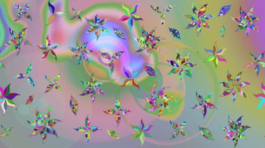 Düz Çiçek Elementleri Tasarımı. Renkli Bahar Teması eskiz kalıbı. Raster illüstrasyonundaki çiçek desenli çizim. Süslü kumaş deseni.