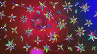 Küçük renkli çiçekler. Kırmızı ve kahverengi çiçekli bahar çiçekleri. Moda baskıları için zarif bir şablon. Motley illüstrasyonu. Küçük çiçekte şirin desenler.