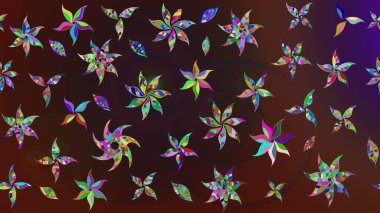 Moda baskıları için zarif bir şablon. Halk tarzı. Parlak renkli çiçekleri ve kahverengi ve mor renkli yaprakları olan harika bir çiçek deseni. Modern çiçek arkaplanı.