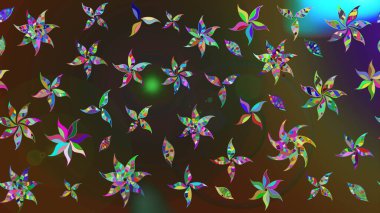 Raster Şirin kumaş deseni. Renkli Bahar Teması eskiz kalıbı. Eskiz klasiği. Düz Çiçek Elementleri Tasarımı.