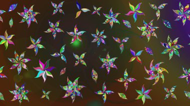 Kahverengi ve gri renkli çiçekler. Hediye ambalaj kağıdı, tebrik kartları, posterler ve pankart tasarımı. Raster düz çiçek çizim deseni.