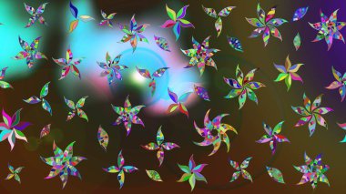 Vadinin çiçekleri kahverengi ve yeşil renklerde. Çiçeksel çizim kalıbının çizimi.