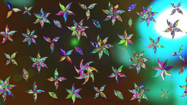 Raster illüstrasyonu. Gri ve kahverengi renklerde. Çiçekli güzel suluboya desen.