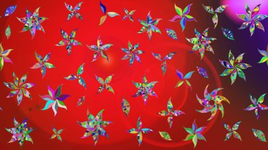 Kırmızı ve kahverengi renkte çiçekler. Tropik çiçekler. Gömlek çizimi Arkaplan Deseni.