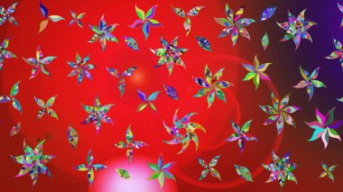 Suluboya tarzında kırmızı ve kahverengi renklerde. Küçük çiçekli yay deseni çiz. Raster illüstrasyonu.