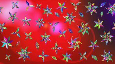 Sevimli çiçek raster deseni. Renkli Yaz Temalı eskiz kalıbı. Modaya uygun kumaş deseni. Düz Çiçek Elementleri Tasarımı.