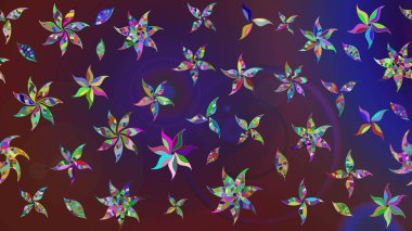 Raster illüstrasyonu. Küçük çiçekteki sevimli çiçek deseni. Mor ve mor renkte çiçekler.