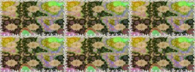 Çiçek deseni. Duvar kâğıdı barok, İspanyol kumaşı. Kusursuz raster arka plan. Kahverengi ve bej renklerde altın elementler. Şekil grafik deseni.