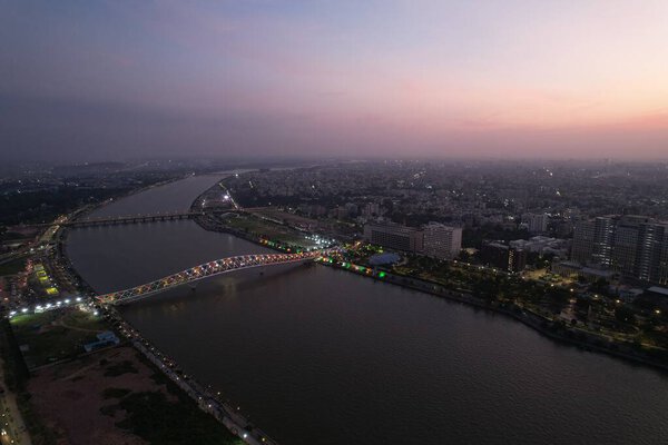 Atal Bridge Ahmedabad Gujarat India. Sunset Time Ahmedabad City View.